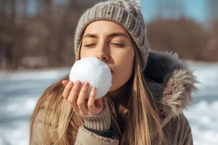kissing with snow