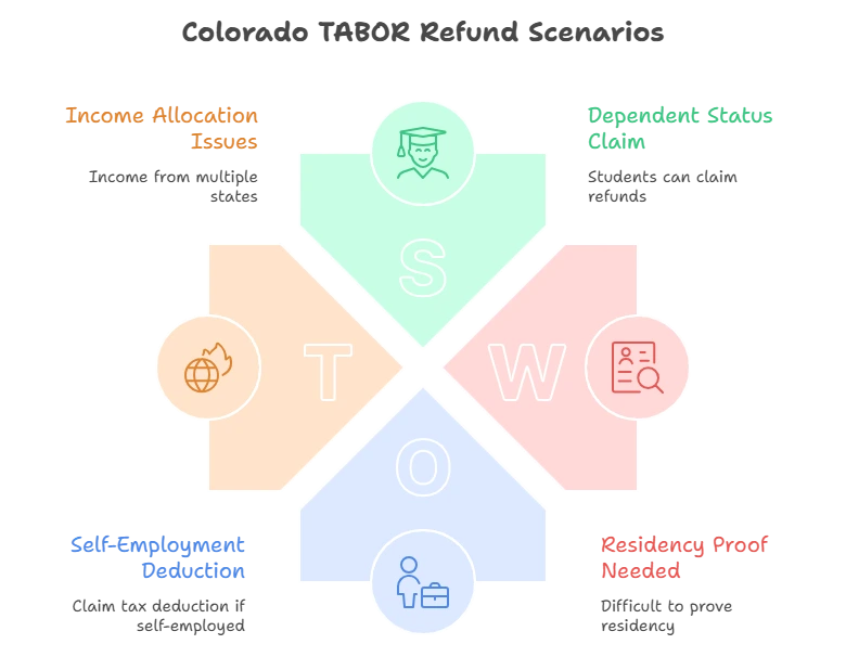 Colorado TABOR Refund 2025: Get Up to $1,600 Before Oct 15 4 There are a few situations that complicate TABOR refunds